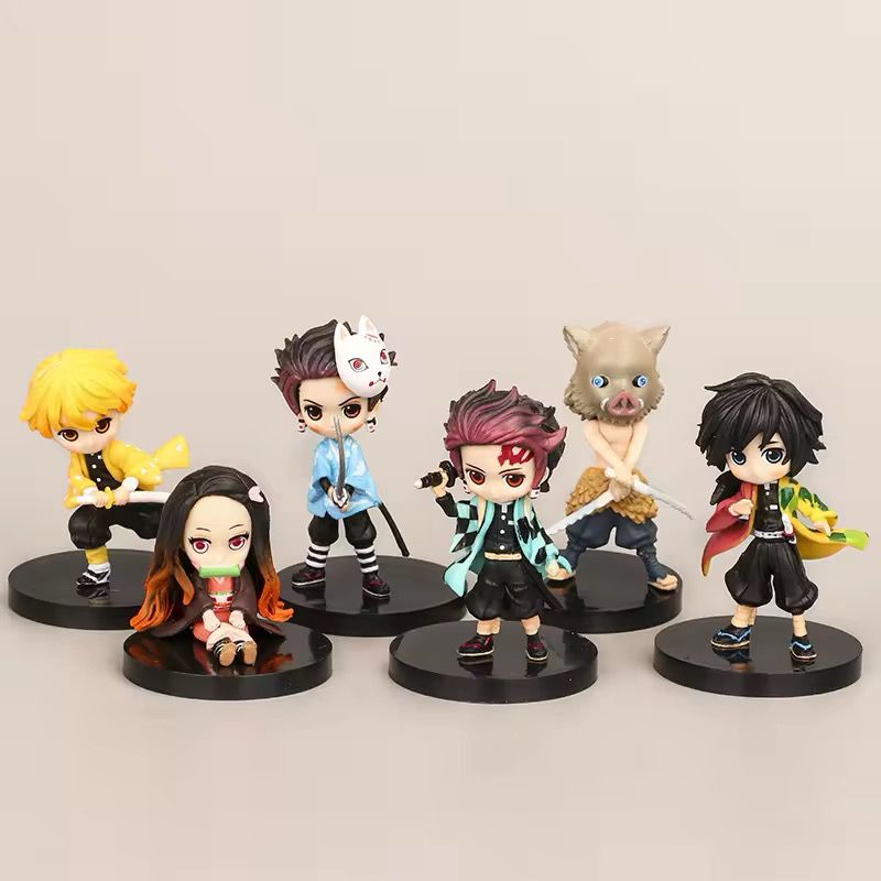 Demon Slayer Set of 6 Characters Action Figures | 8 cm | Sitting Nezuko