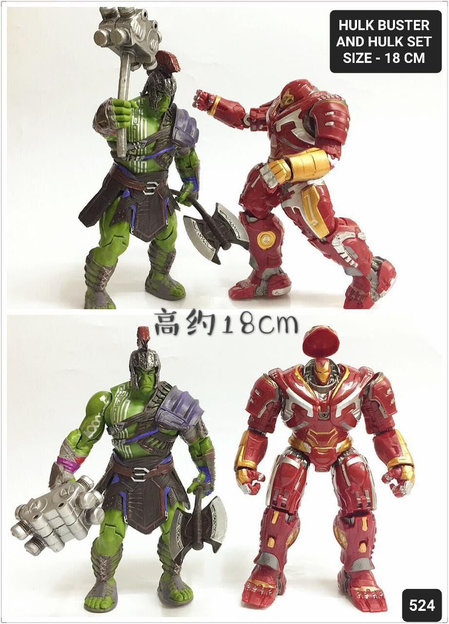 Hulk + Hulk buster iron man movable joints set of 2