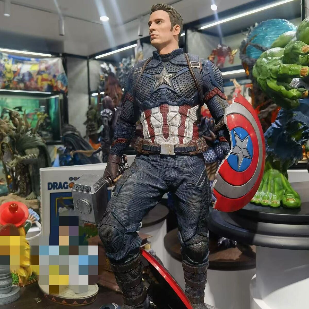 Big sized Captain america with dual heads and broken shield 45cm