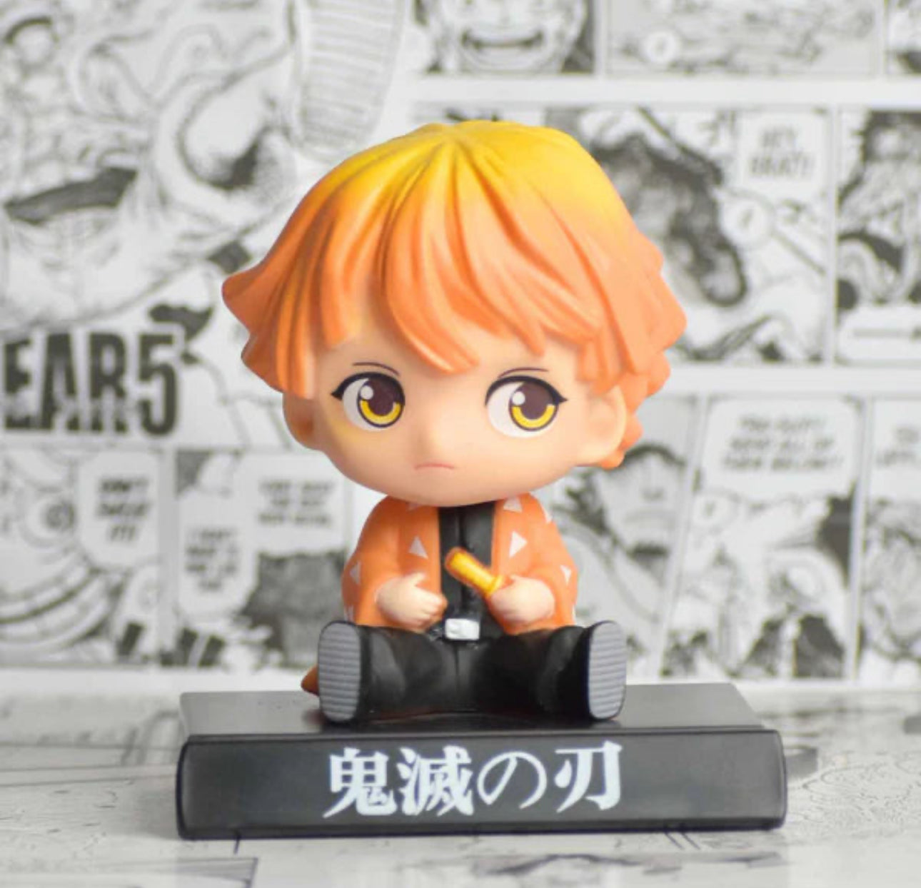 Demon Slayer Zenitsu Agatsuma Bobblehead With Mobile Holder For Cars | 14.5 CMS |