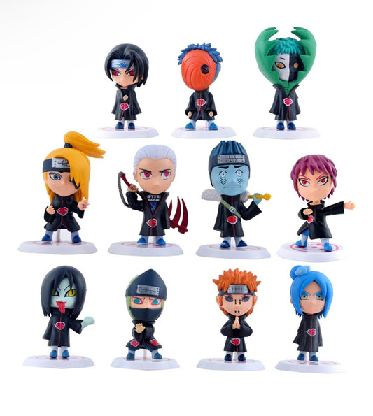 Naruto Akatsuki Members set of 11 Figures white stand [8 CM]