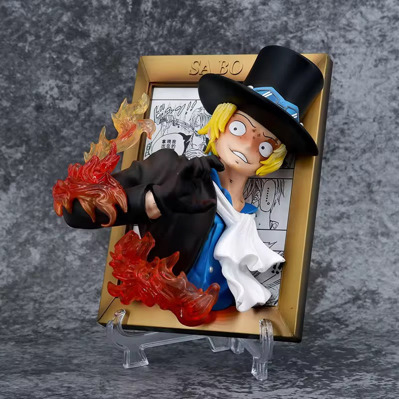 Sabo Luffy 3 D frame 21cm height with stand